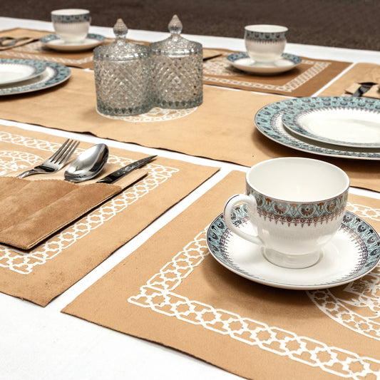 Modern Gold Dining Table Runner Set β Available in 4, 6 & 8 Pcs Set's