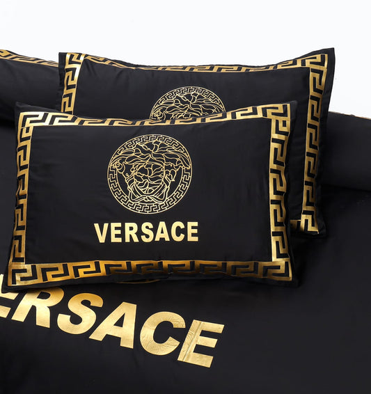 Luxury Black & Golden Duvet / Razai Cover Set – 8 Pieces (Laser Work)