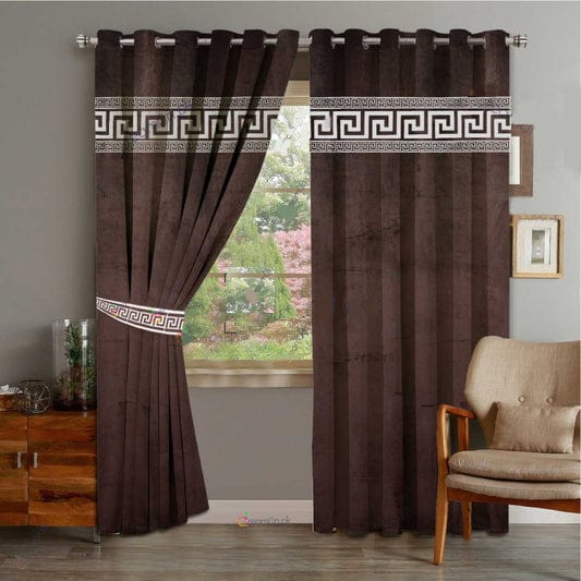 2 PCs Curtain Laser Cut Velvet Fabric Each Piece Size 50" By 90