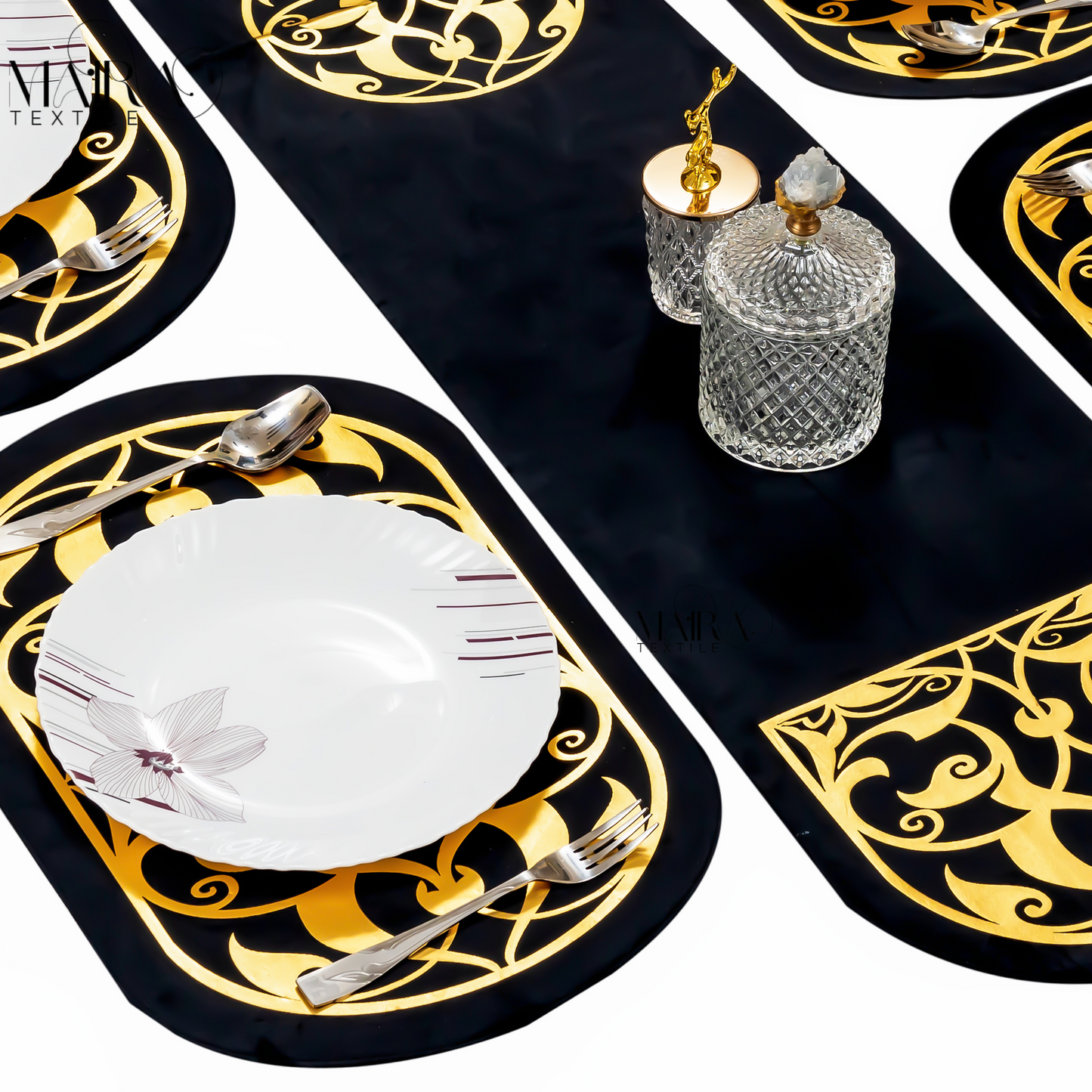 Regal Crest Charcoal Gold Table Set