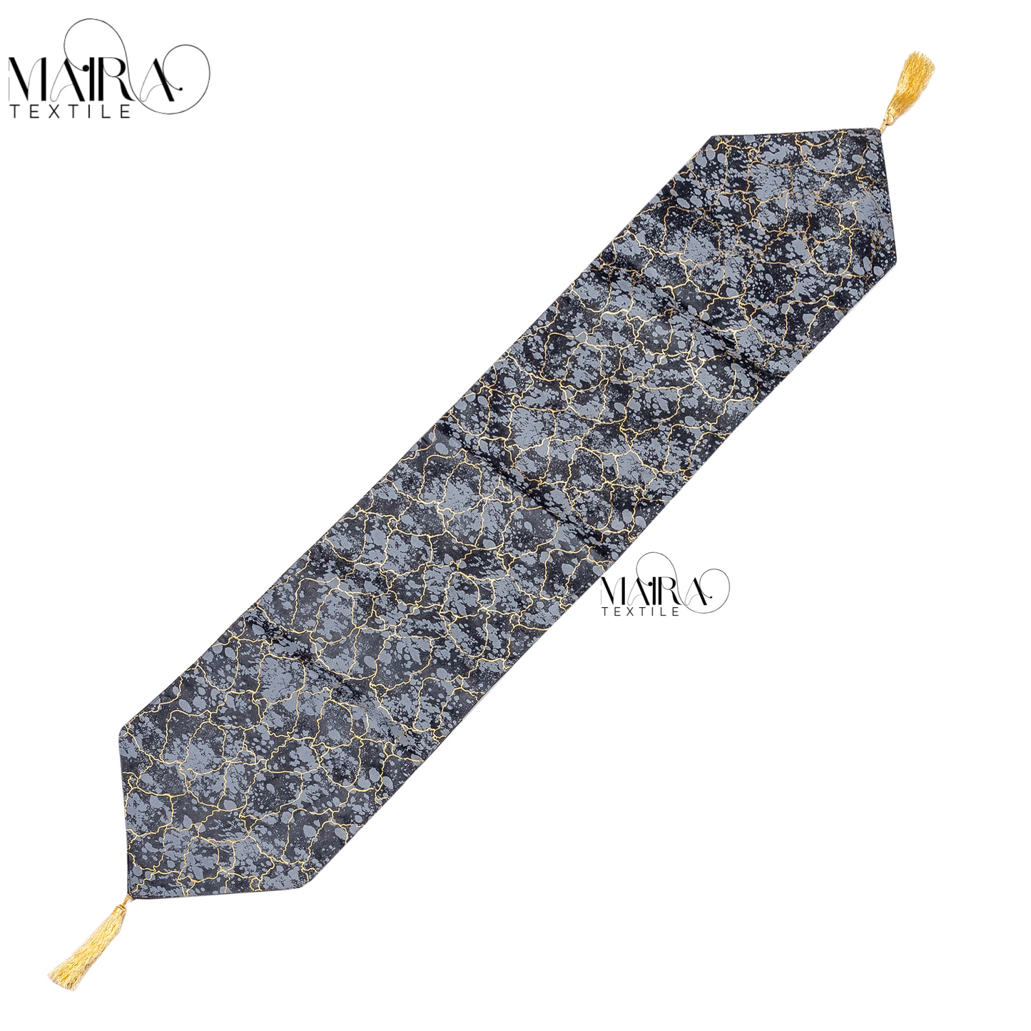 Marble Vein Charcoal Gold Table Set