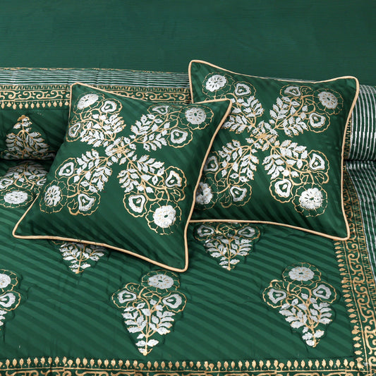 Bottle Green Bridal Comforter Set – 8 Pieces