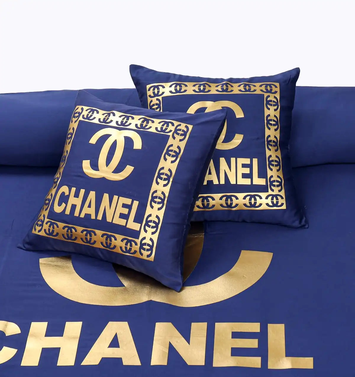 Blue and Golden CHANEL Duvet Cover Set