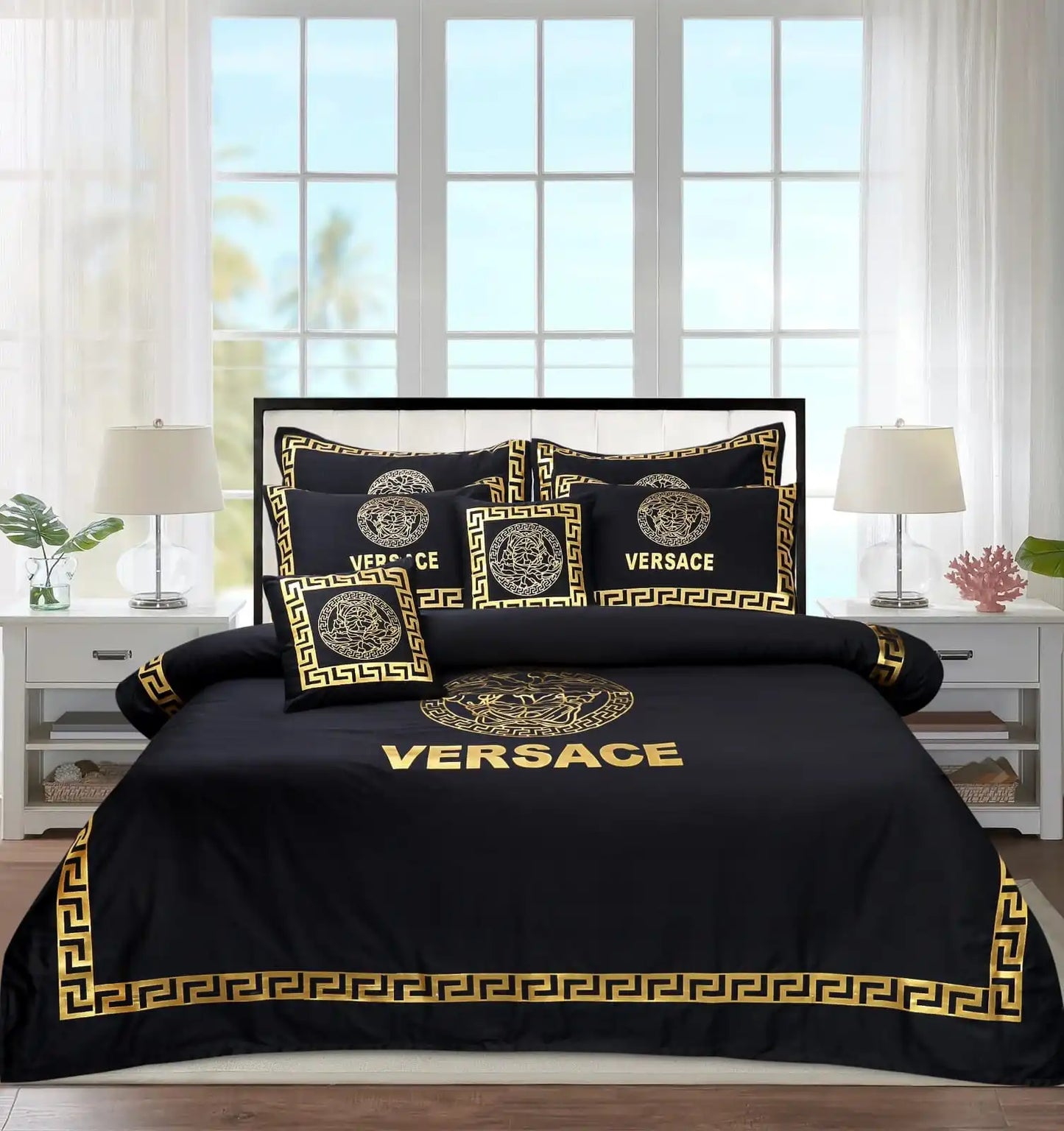 Black And Golden Versace Duvet Cover Set
