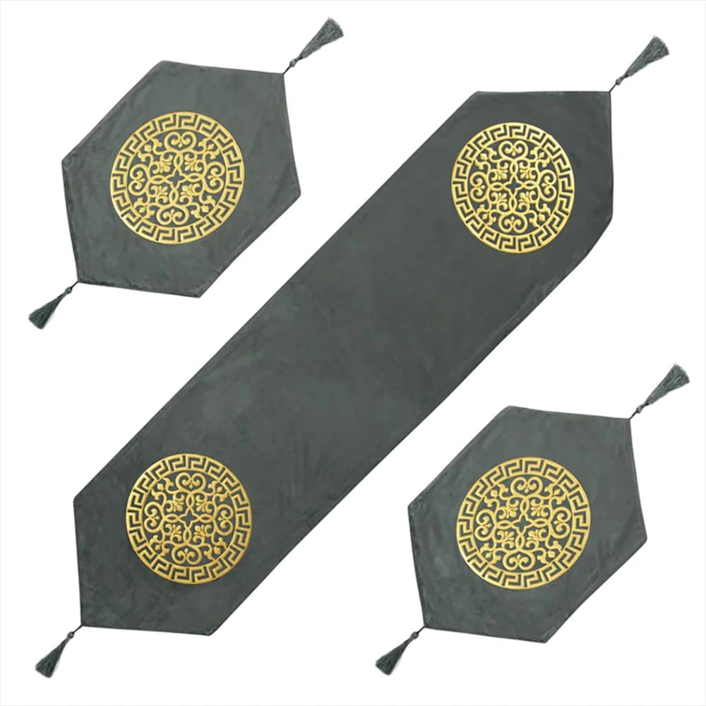 Velvet & Silk Table Runner 3pcs set Center And Side Table Set