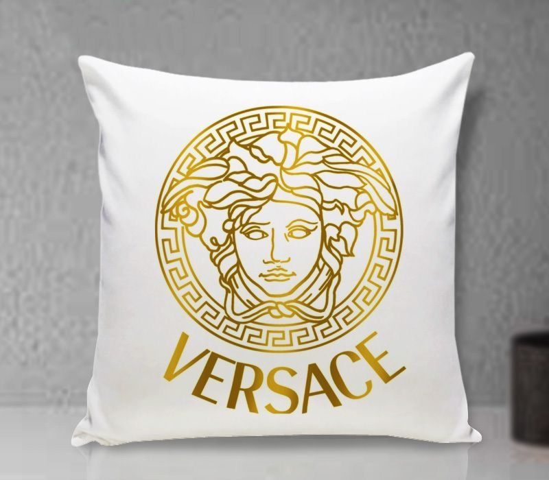 Versace White and Gold Velvet Cushion Cover, Size 16+16 Inch