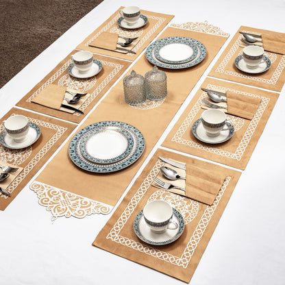 Modern Gold Dining Table Runner Set – Available in 4, 6 & 8 Pcs Set's