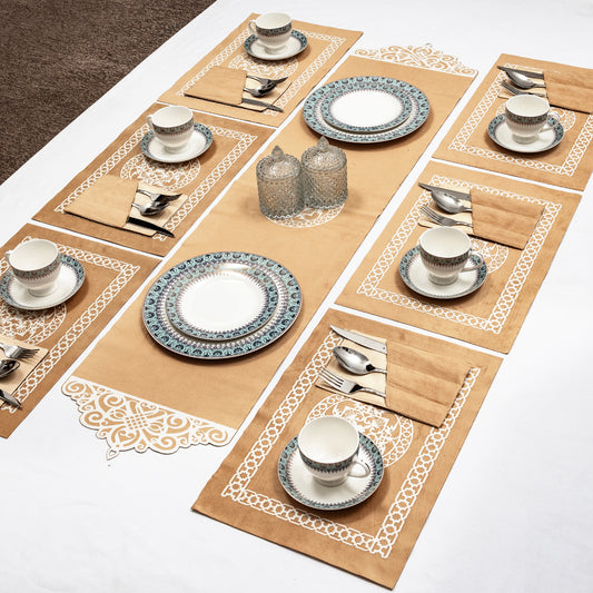 Modern Gold Dining Table Runner Set – Available in 4, 6 & 8 Pcs Set's