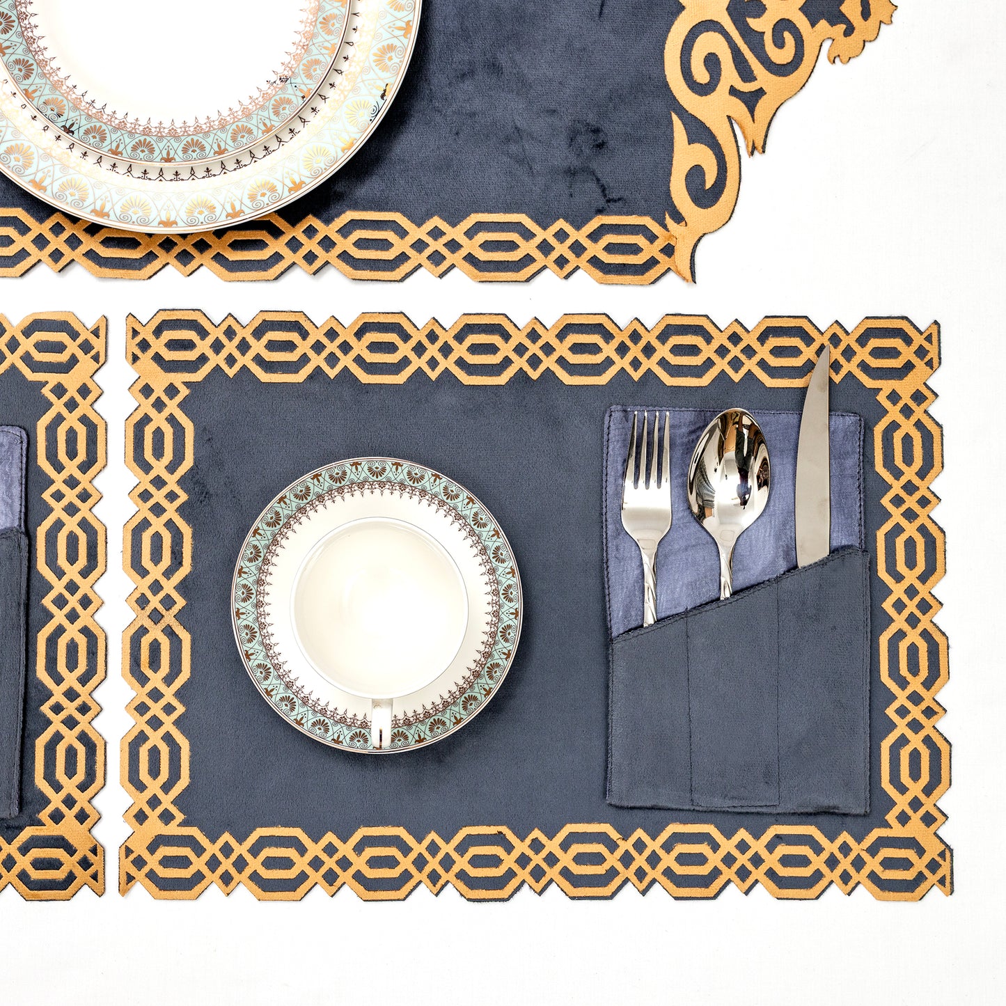 Elegant Grey Table Runner Set (8/6/4 Pieces) – New Collection