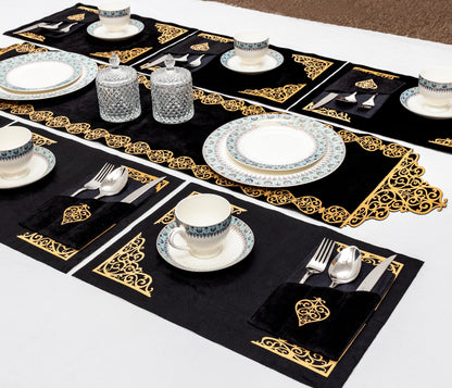 Luxury Black Velvet Runner Set – Perfect for Modern Dining Tables 8/6/4 pcs Set's