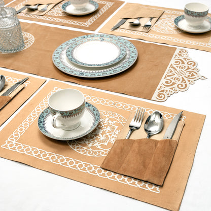 Modern Gold Dining Table Runner Set – Available in 4, 6 & 8 Pcs Set's