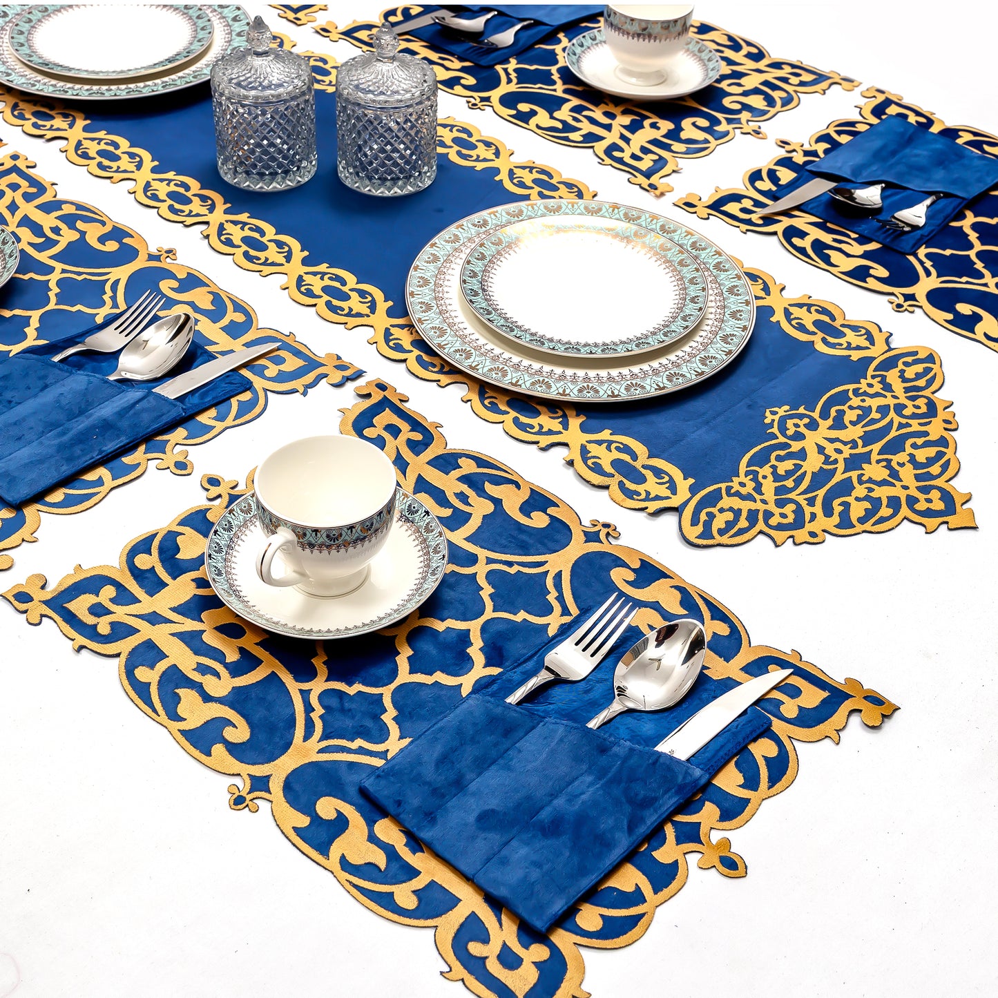 Classic Blue Dining Table Runner Set 8/6/4 pcs– New Arrival 2026