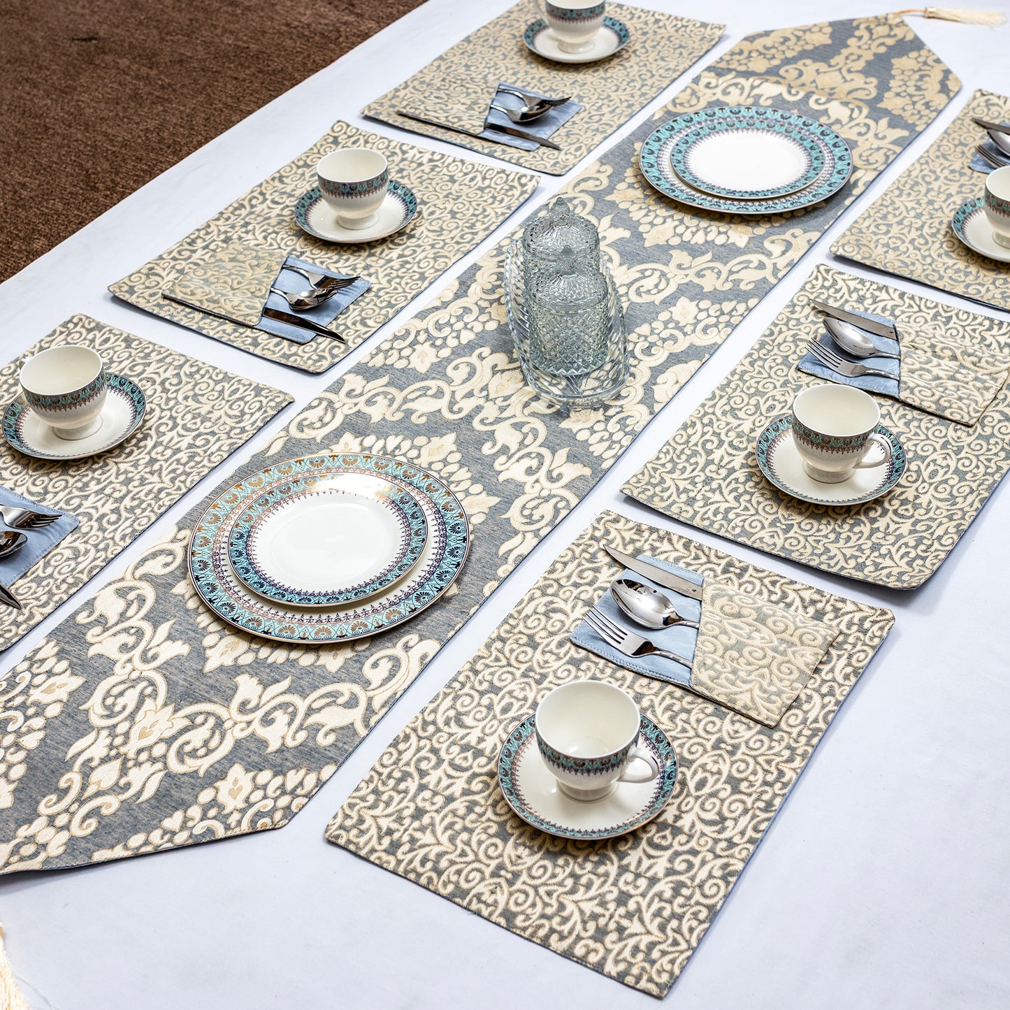 Rustic Linen Damask Set