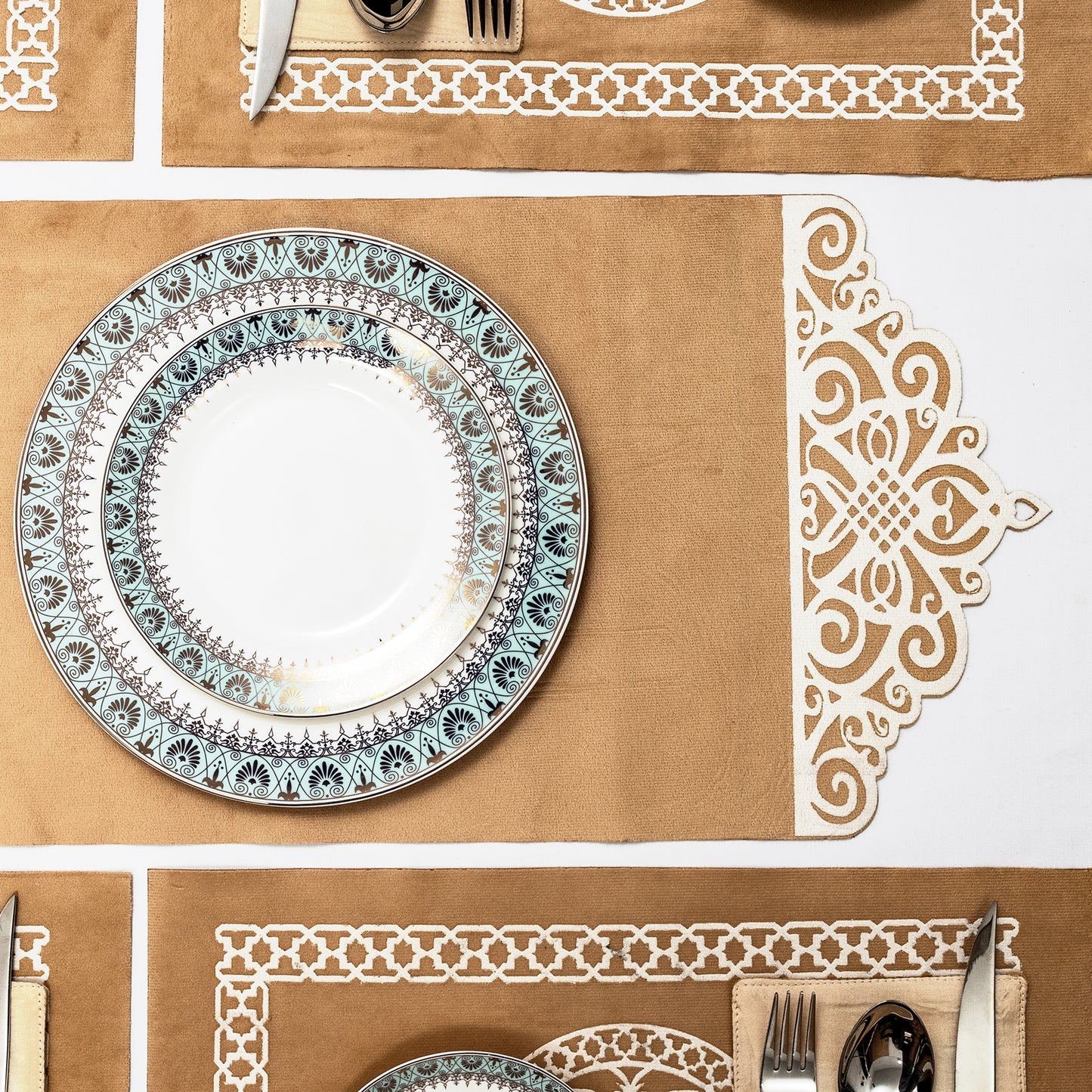 Modern Gold Dining Table Runner Set – Available in 4, 6 & 8 Pcs Set's