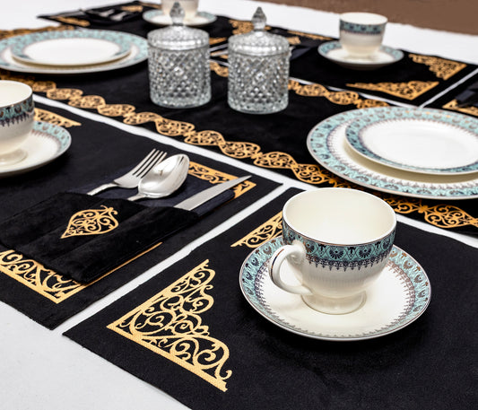 Luxury Black Velvet Runner Set – Perfect for Modern Dining Tables 8/6/4 pcs Set's
