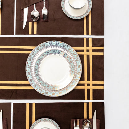 Grey Velvet Table Runner Set – Premium Home Décor Collection