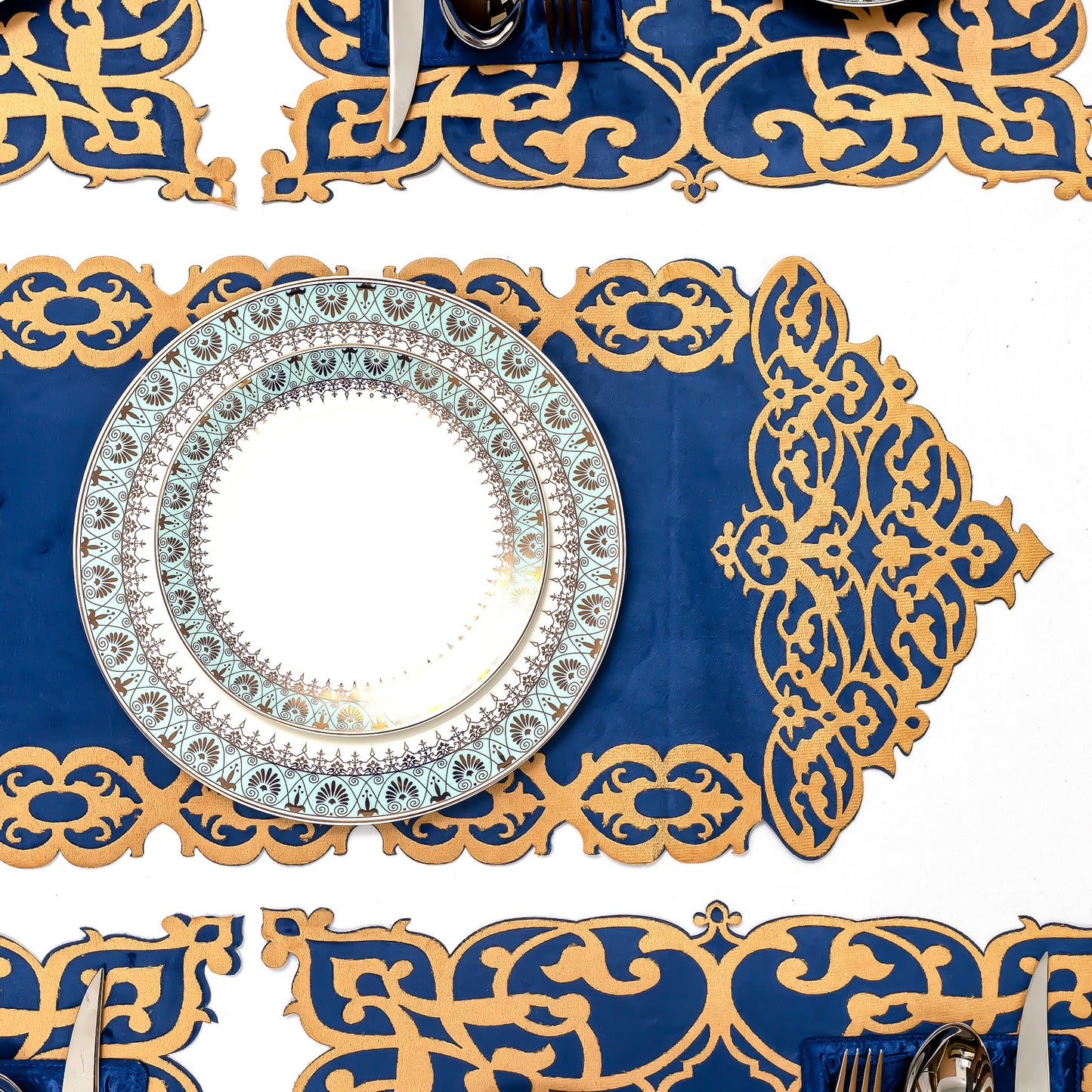 Classic Blue Dining Table Runner Set 8/6/4 pcs– New Arrival 2026
