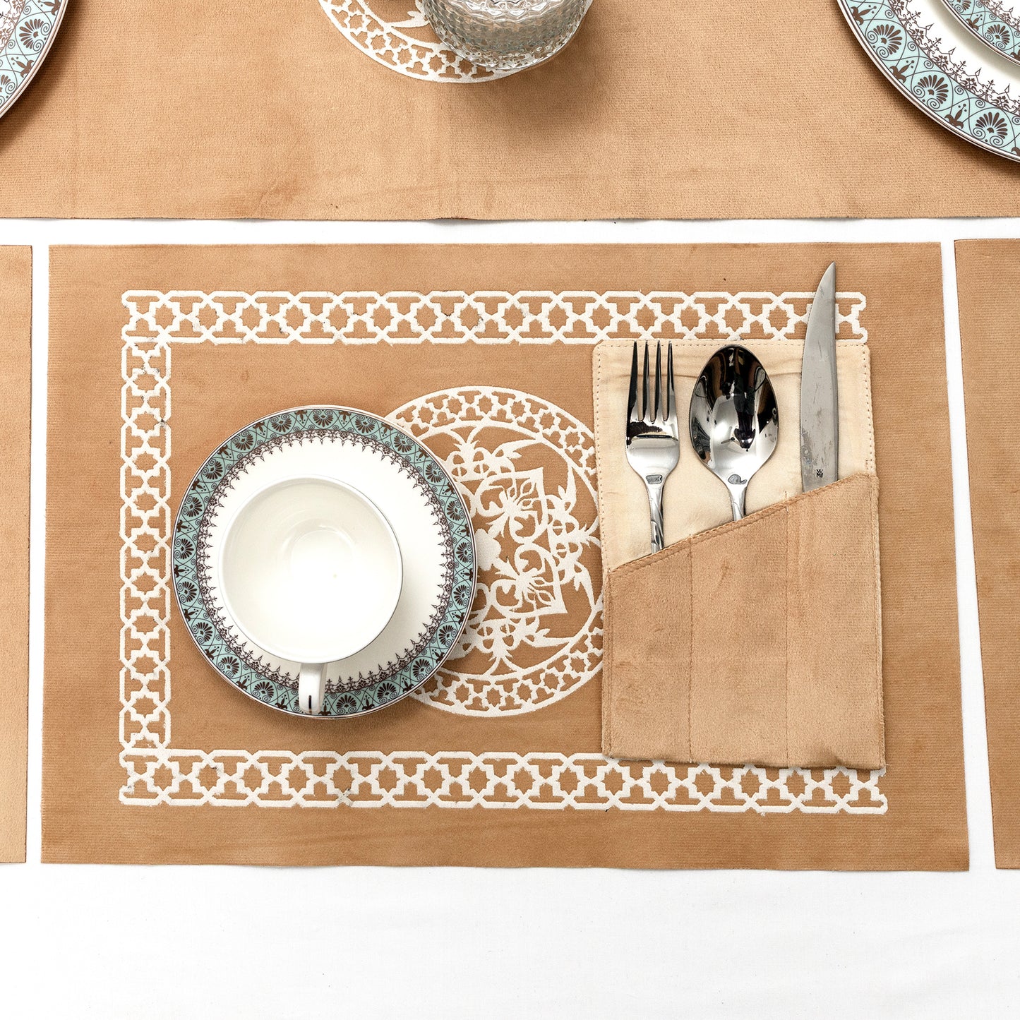 Modern Gold Dining Table Runner Set – Available in 4, 6 & 8 Pcs Set's