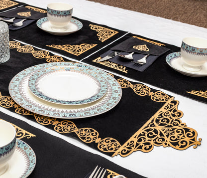 Luxury Black Velvet Runner Set – Perfect for Modern Dining Tables 8/6/4 pcs Set's