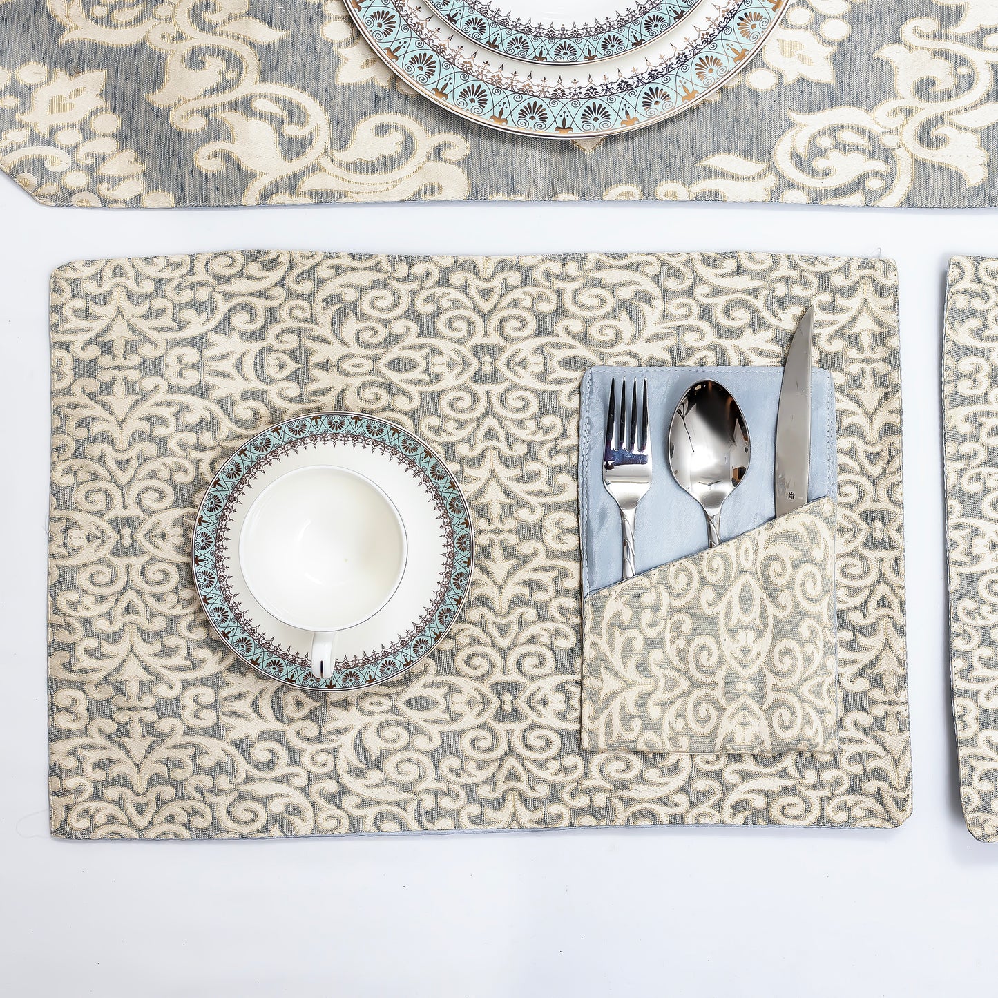 Rustic Linen Damask Set