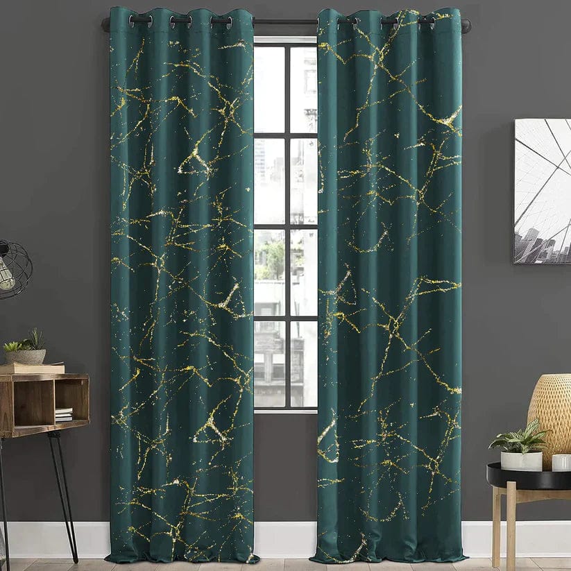 Imported texture Velvet Curtains Sprinkle Design Teal/zinc 2pcs