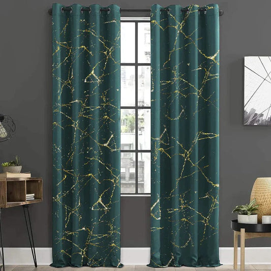 Imported texture Velvet Curtains Sprinkle Design Teal/zinc 2pcs