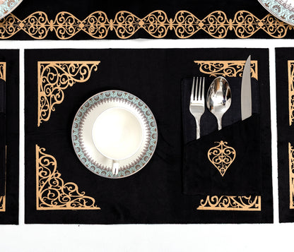 Luxury Black Velvet Runner Set – Perfect for Modern Dining Tables 8/6/4 pcs Set's