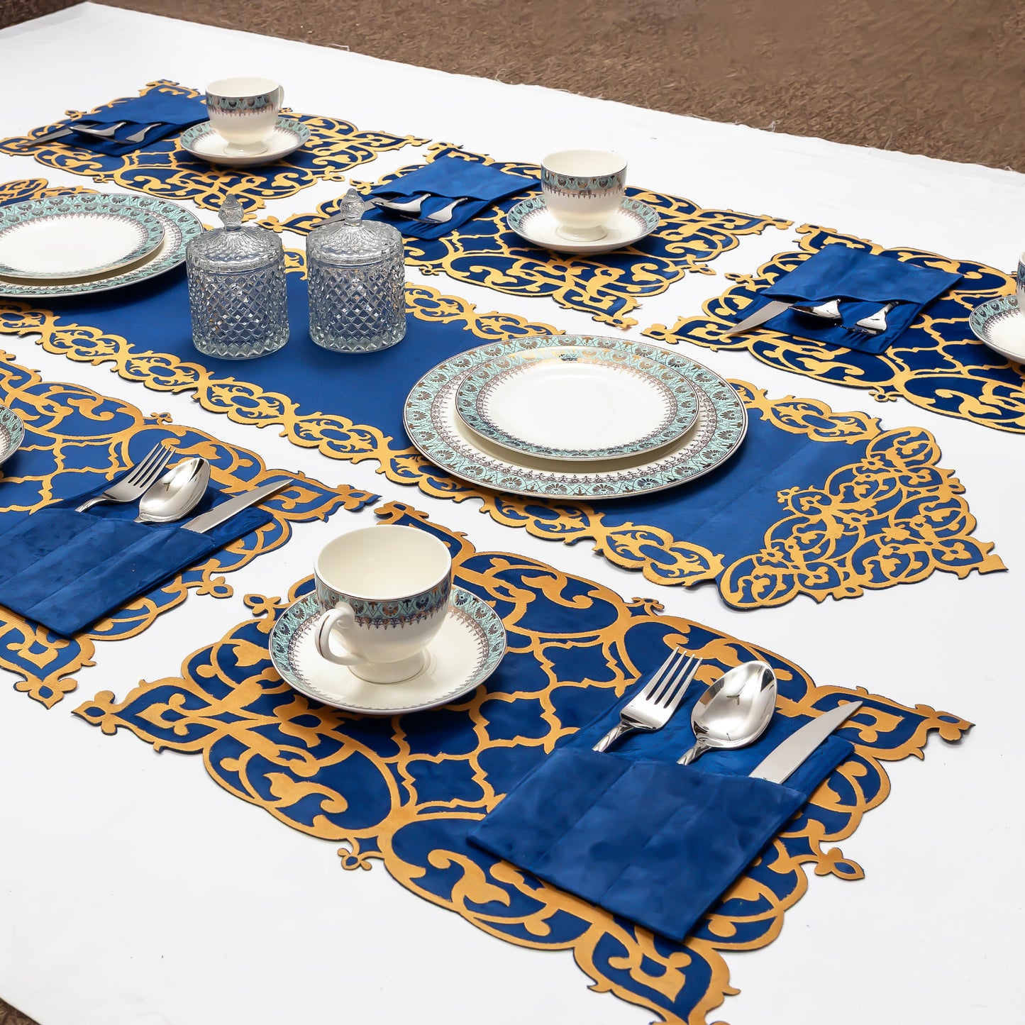 Classic Blue Dining Table Runner Set 8/6/4 pcs– New Arrival 2026
