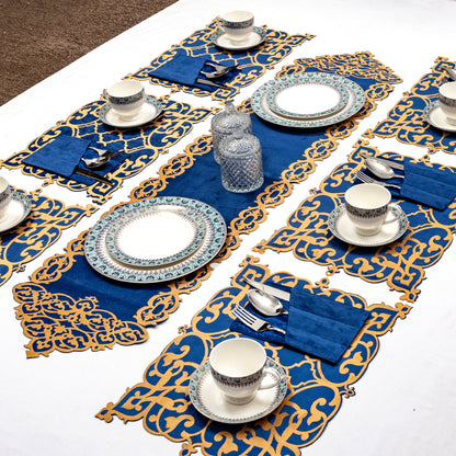 Classic Blue Dining Table Runner Set 8/6/4 pcs– New Arrival 2026