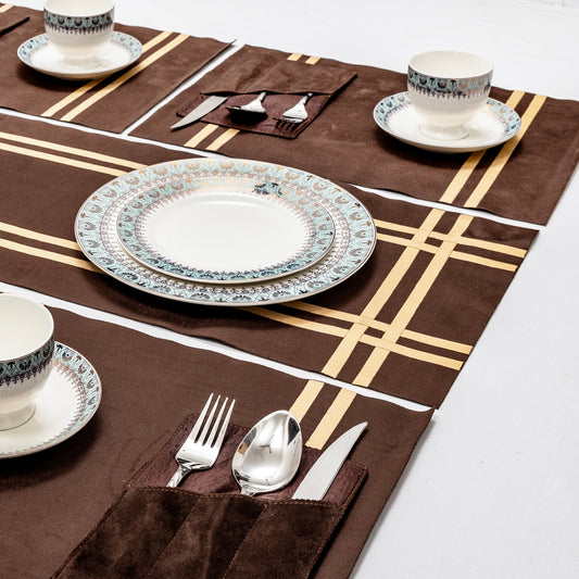 Grey Velvet Table Runner Set – Premium Home Décor Collection