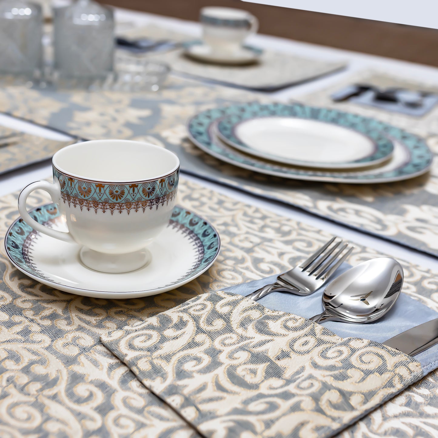 Rustic Linen Damask Set