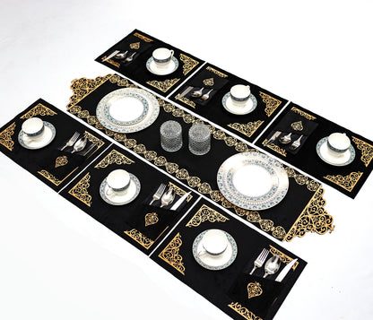 Luxury Black Velvet Runner Set – Perfect for Modern Dining Tables 8/6/4 pcs Set's