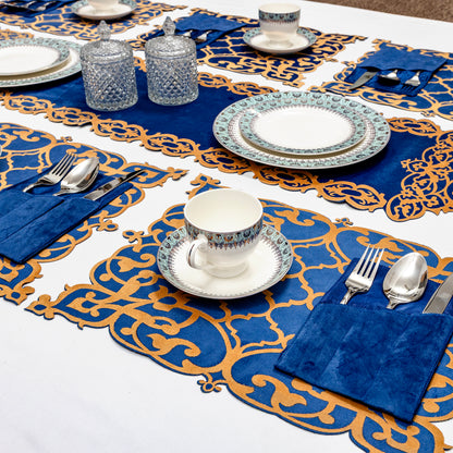 Classic Blue Dining Table Runner Set 8/6/4 pcs– New Arrival 2026