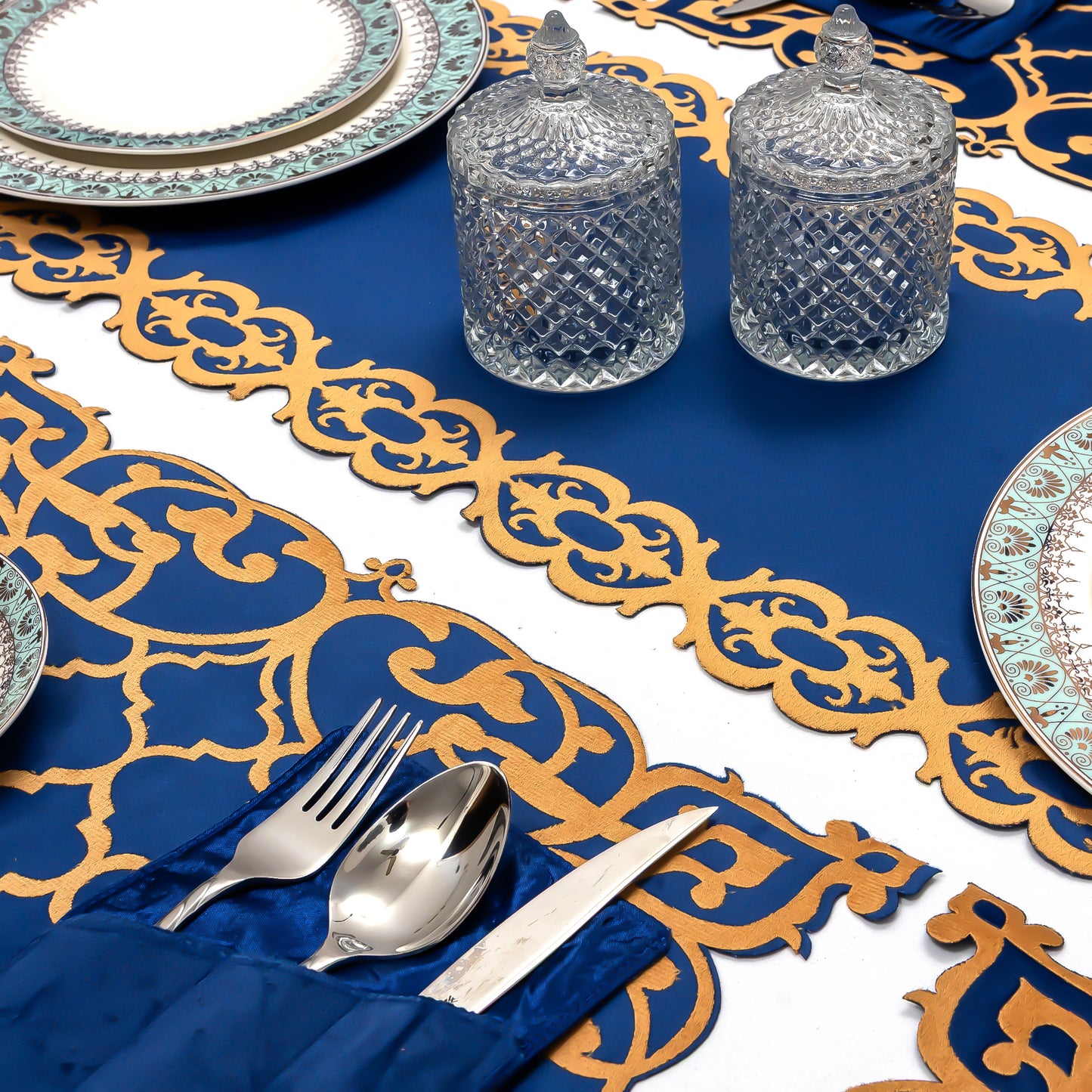 Classic Blue Dining Table Runner Set 8/6/4 pcs– New Arrival 2026