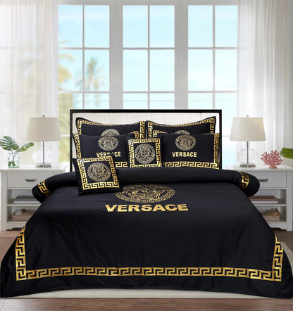 Luxury Black & Golden Duvet / Razai Cover Set – 8 Pieces (Laser Work)