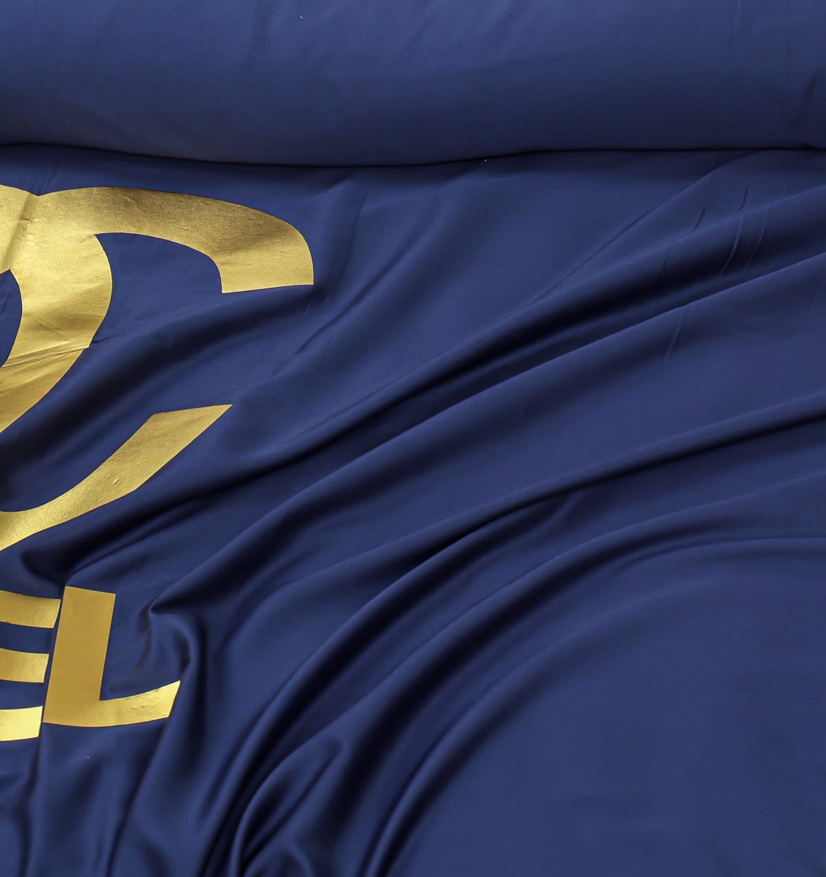 Luxury Blue & Golden Duvet / Razai Cover Set – 8 Pieces (Laser Work)