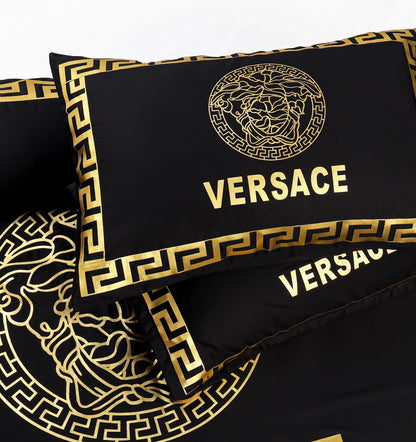 Luxury Black & Golden Duvet / Razai Cover Set – 8 Pieces (Laser Work)
