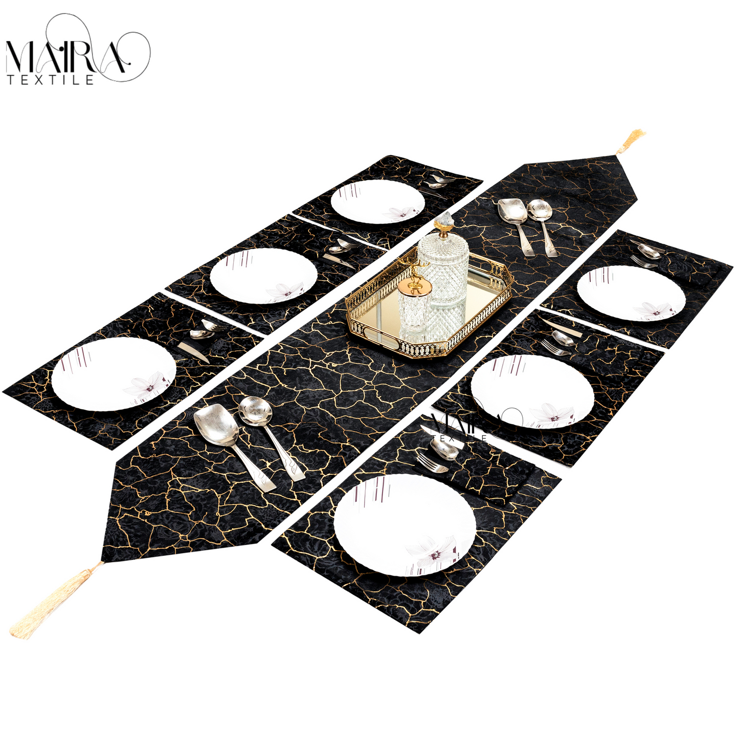 Black Majestic Bonanza Obsidian Crackle  DinningTable Set