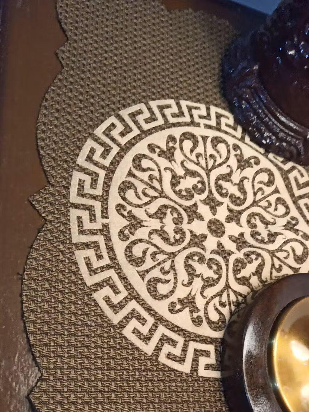 Brown 3 PCs Table Runner Set Jute fabric