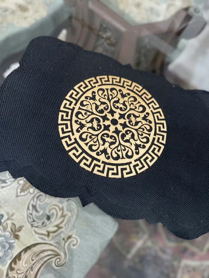 Black 3 PCs Table Runner Set Jute Fabric