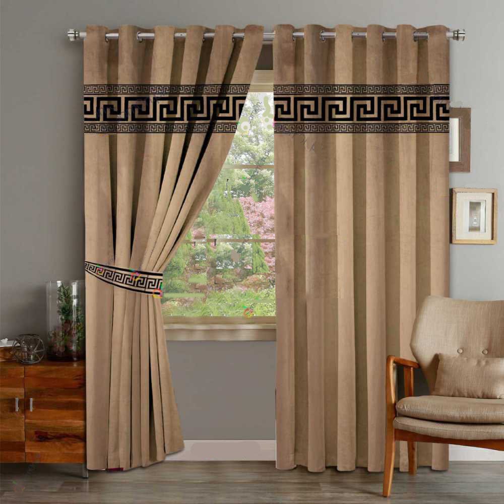 2 PCs Curtain Laser Cut Velvet Fabric Each Piece Size 50" By 90