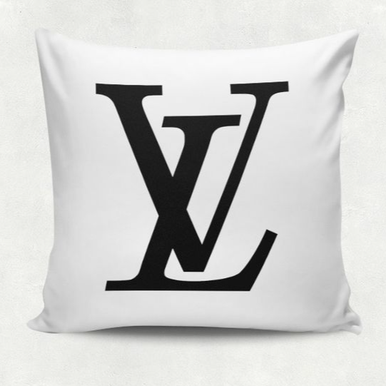 LV White And Black Velvet Cushion Cover, Size 16+16 Inch