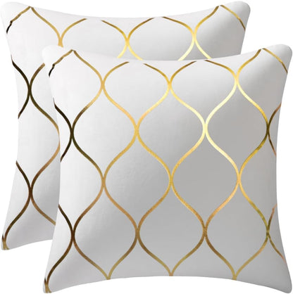 MairaTextile 16x16 Inch Gold Velvet Throw Pillow Covers: 2 Pack Square Decorative Pillow Cases for Bedroom Sofa Couch Living Room