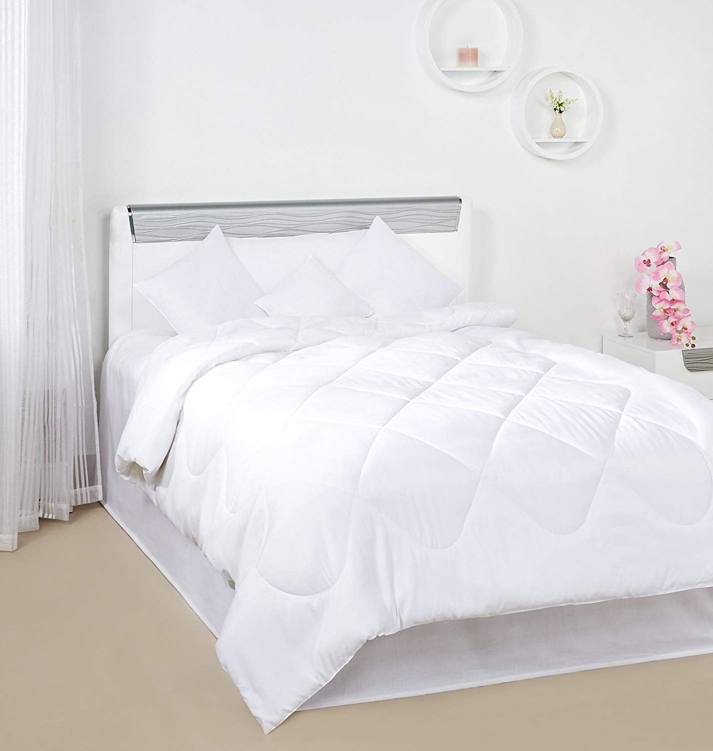 300 GSM Macrofibre Queen Size Warm Duvet Winter Quilt Comforter Blanket Razai Warm Sleep (90x100-inch/2.28x2.54 Metres, White)
