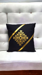 Jute Cushion Cover 16×16 Inches Laser Applique Work - Maira Textile