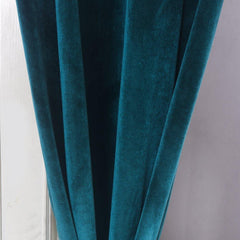 Teal Luxury Laser Work Curtains With Velvet Fabrics Each Panel Size 52×90 Inches - Maira Textile