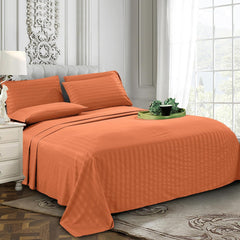 Satin Stripe Double Bed Sheet Corall Colour