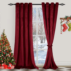 Maroon Luxury Laser Work Curtains With Velvet Fabrics Each Panel Size 52×90 Inches
