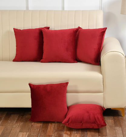 Pack Of 5 Plain Velvet Cushion Cover
