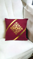 Jute Cushion Cover 16×16 Inches Laser Applique Work - Maira Textile